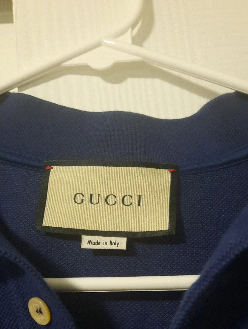 Gucci Navy Polo with Signature Red-Green Stripe